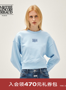 MARITHE女士花朵经典LOGO短卫衣 潮流时尚简约休闲圆领上衣26年春