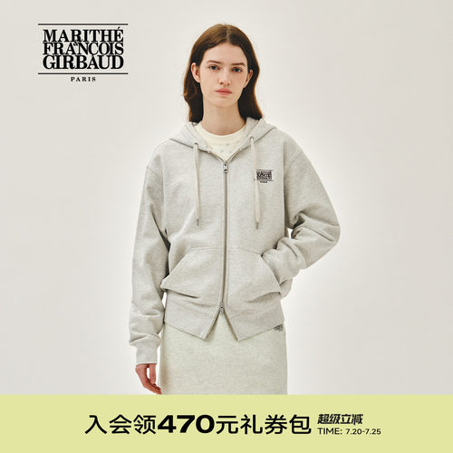 MARITHE经典LOGO拉链连帽卫衣