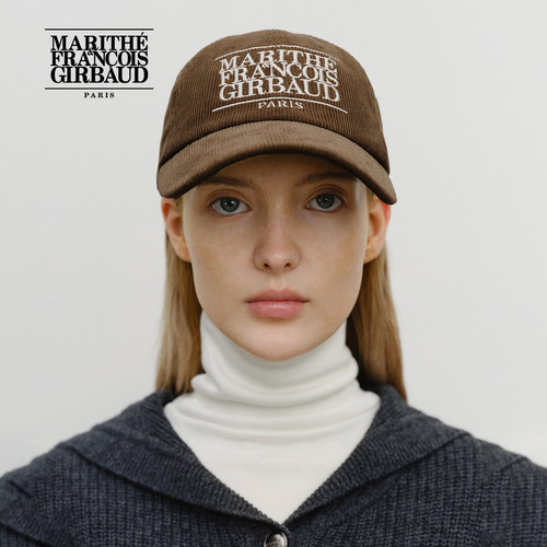 MARITHE经典LOGO灯芯绒鸭舌帽