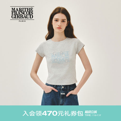 MARITHE女士花朵经典LOGOT恤