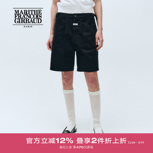 MARITHE女士压褶百慕大短裤 潮流休闲直筒舒适裤子2025年春秋韩系