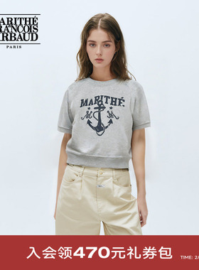 【高允真同款】MARITHE短袖T恤女短款海军风休闲上衣25年夏款韩系