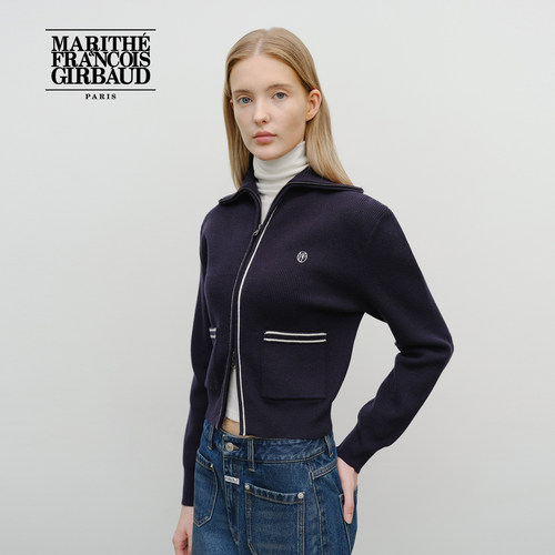 MARITHE女士翻领拉链毛衣