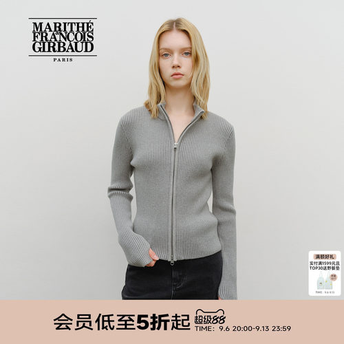 MARITHE女士高领拉链毛衣