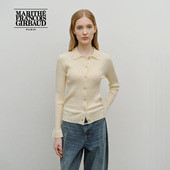 MARITHE女士修身 翻领开衫 罗纹针织舒适质感上衣2025年秋冬韩系