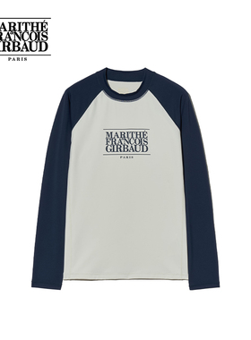 MARITHE运动系列男士防晒冲浪服 经典LOGO印花撞色插肩袖上衣