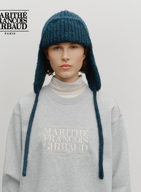 MARITHE经典LOGO护耳毛线帽 弧形护耳设计情侣翻边帽子25年秋冬新