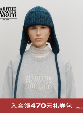 MARITHE经典LOGO护耳毛线帽 弧形护耳设计情侣翻边帽子25年秋冬新