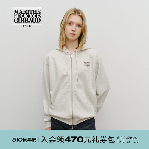 MARITHE经典LOGO拉链连帽卫衣