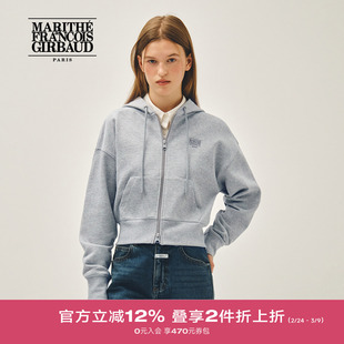 MARITHE女士后背经典LOGO短卫衣 潮流时尚抽绳连帽上衣2026年春