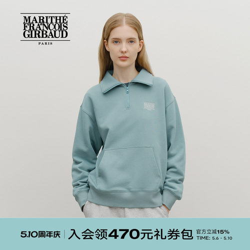 MARITHE经典LOGO半拉链卫衣