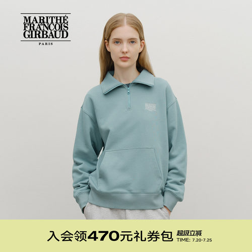 MARITHE经典LOGO半拉链卫衣