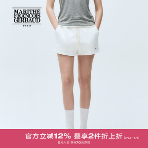 MARITHE女士基础款针织短裤 潮流抽绳休闲裤简约纯色2025年夏韩系