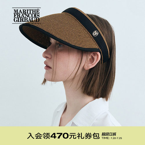 MARITHE圆形LOGO草编遮阳帽