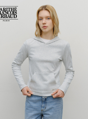 MARITHE基础款女士长袖连帽衫 减龄简约落肩袖卫衣上衣女25年秋冬