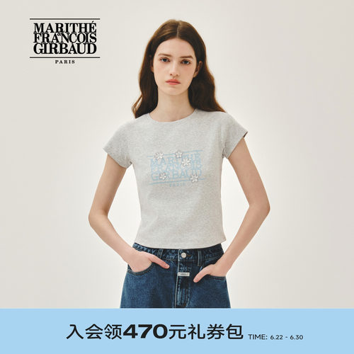 MARITHE女士花朵经典LOGOT恤