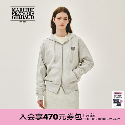 MARITHE经典LOGO拉链连帽卫衣