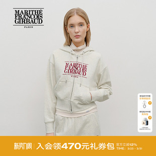 短款 时尚 上衣女秋韩系25秋 LOGO拉链多色连帽卫衣 MARITHE女士经典