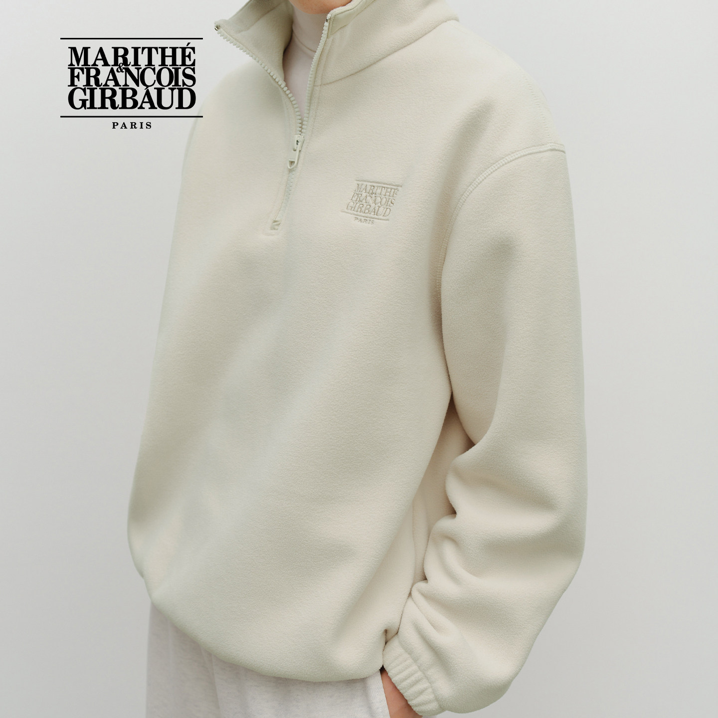 MARITHE经典LOGO半高领抓绒卫衣
