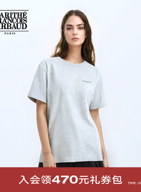 MARITHE短袖T恤潮流男女同款情侣装粗体LOGO简约圆领25年夏季韩系