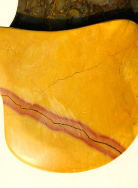 扁鹊泗滨堂金玉刀型红线刮痧板 玉质黄色泗滨浮磬原料 泗水原产地