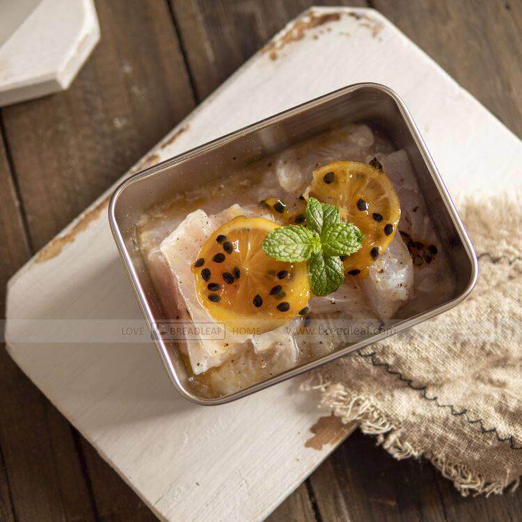 日式304不锈钢保鲜盒 食物收纳盒 冰淇淋 蛋糕料理食材分装盒带盖