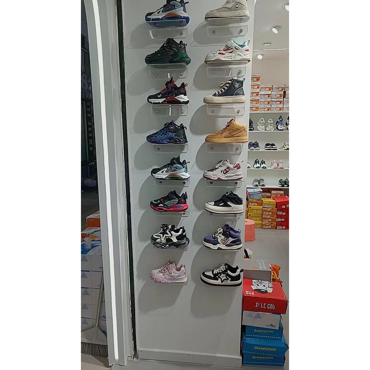 采购产品透明壁挂式货架，运动鞋店鞋架，商场鞋袋架，壁挂式鞋托