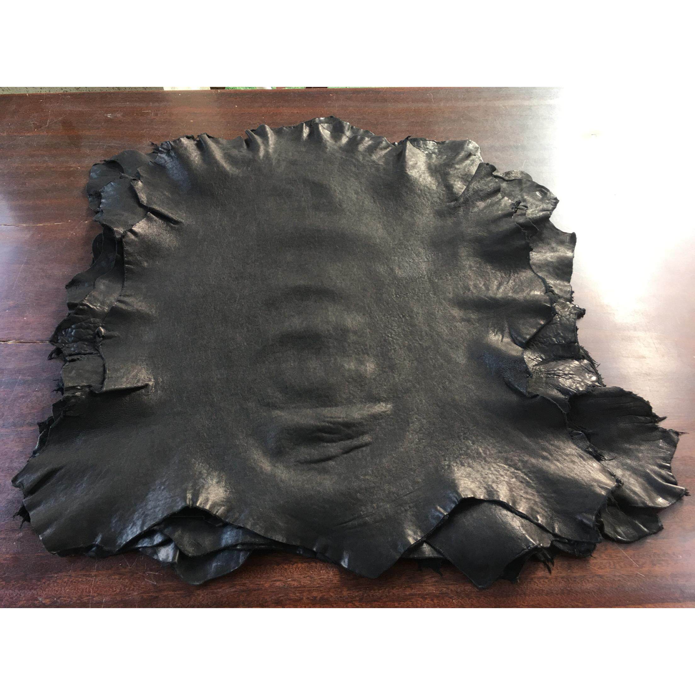 黑色植鞣羊皮真皮手工DIY皮料1.6mm软