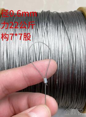 细线钢丝绳软钢丝线不锈钢绳遮阳线OBP网拉吊绳晾衣架钓鱼风筝圈