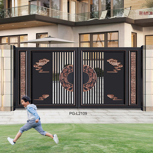 风格 欧式 乡村庭院对开门防盗门 铝合金庭院大门别墅大门 铝艺大门