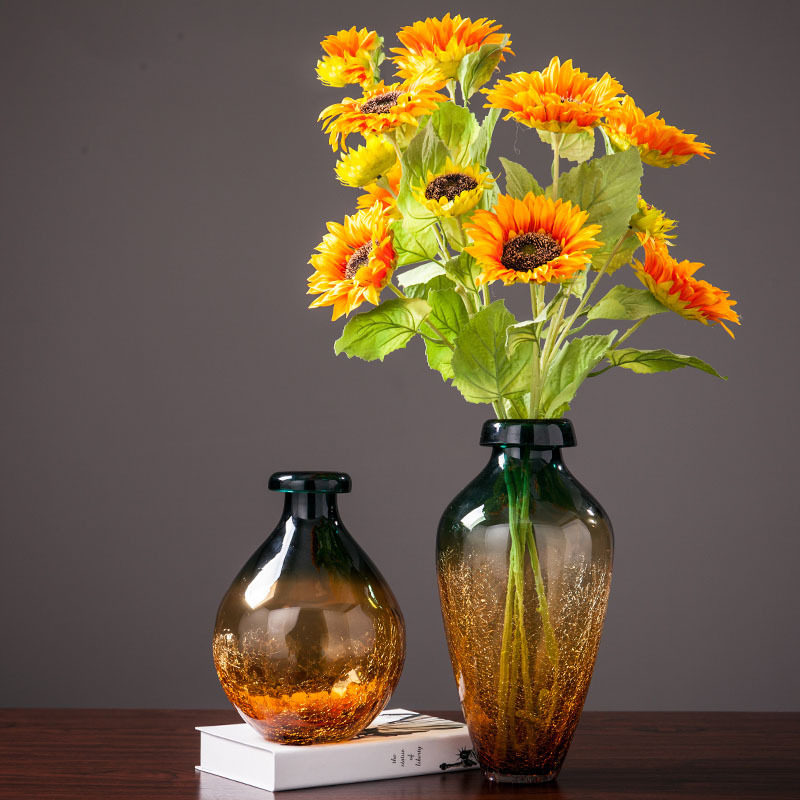 双色冰裂玻璃花瓶加厚现代美式客厅餐桌会议桌高档水培花器装饰品,模玩/动漫/周边/娃圈三坑/桌游,文化/体育周边,淘宝优惠券,粉丝福利购,淘宝优惠卷