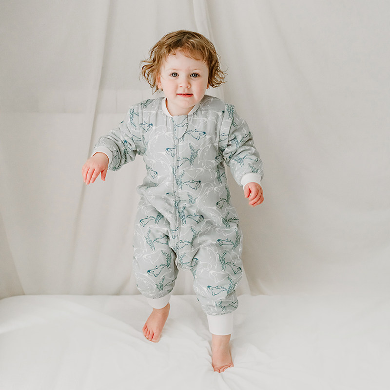 Nest Designs婴儿睡袋轻芯薄夹棉儿童长袖分腿睡袋秋冬保暖防踢被