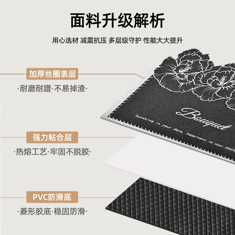 欧式入户门脚垫耐脏耐磨防滑进门口地垫家用可裁剪法式丝圈脚垫子