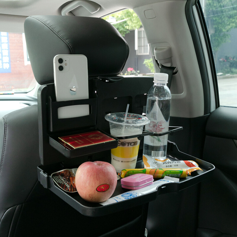 车载餐盘餐桌汽车用餐桌儿童椅背餐盘后座折叠多功能置物杯架