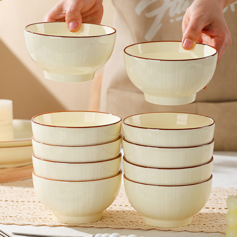吃饭碗家用陶瓷新款4.5/5/6英寸米饭碗奶油风网红瓷饭碗简约餐具