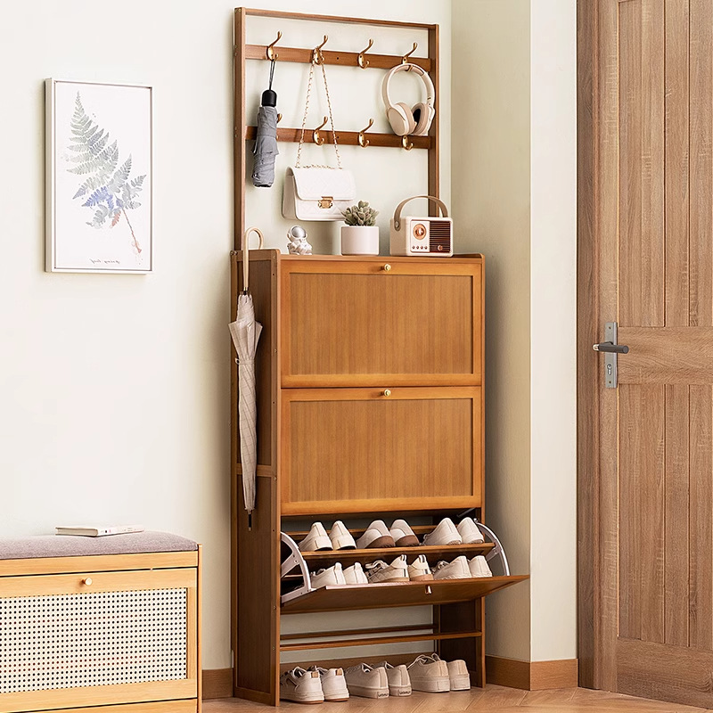 家用门口鞋柜高款立式入户柜一体柜门外走廊用极窄入户翻斗大容量