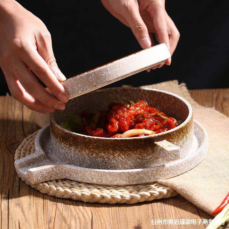 复古仿古石磨豆腐餐具农家菜盘创意特色意境菜高档酒店私房菜盘子