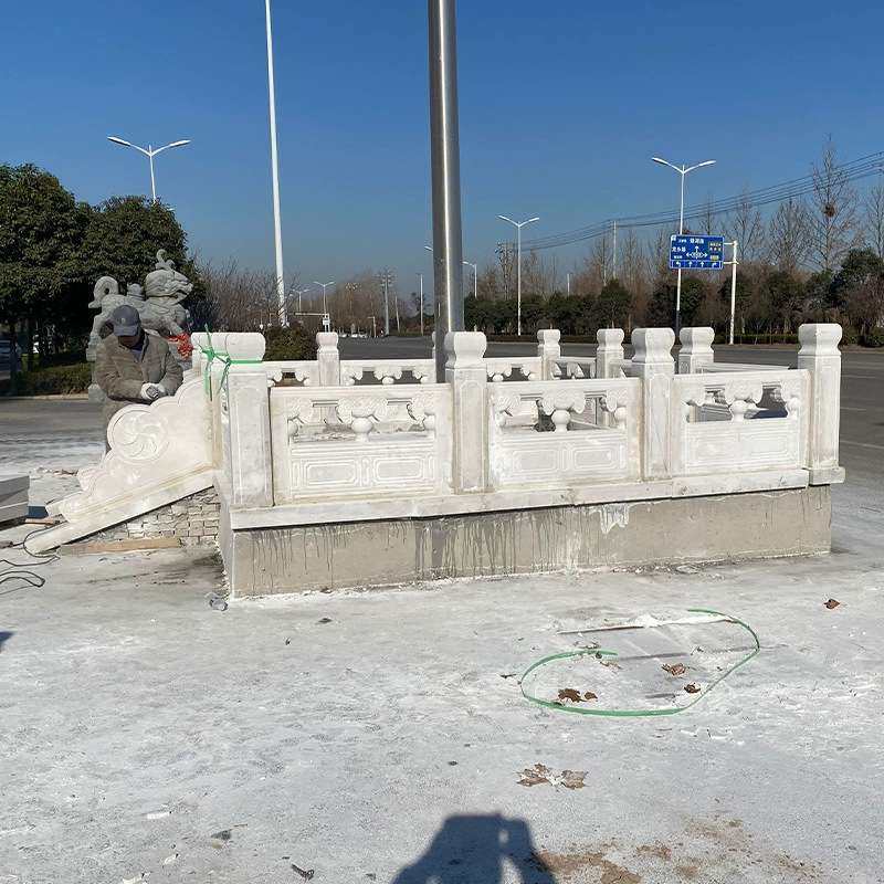 汉白玉校园单位升旗台花岗岩青石河道桥梁石雕栏板别墅庭院石栏杆