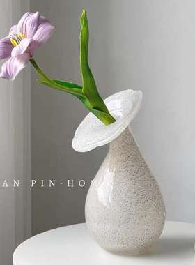 白色花朵透明玻璃花瓶法式浪漫风格郁金香插花水养花器小众复古