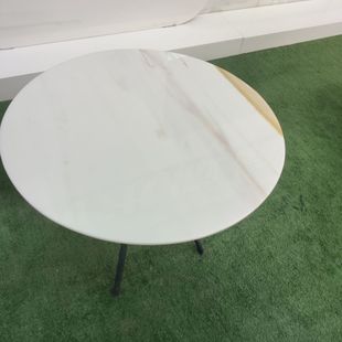纯白微晶石茶几圆桌 客厅超白加厚耐磨地板砖 大型商场地面台面板