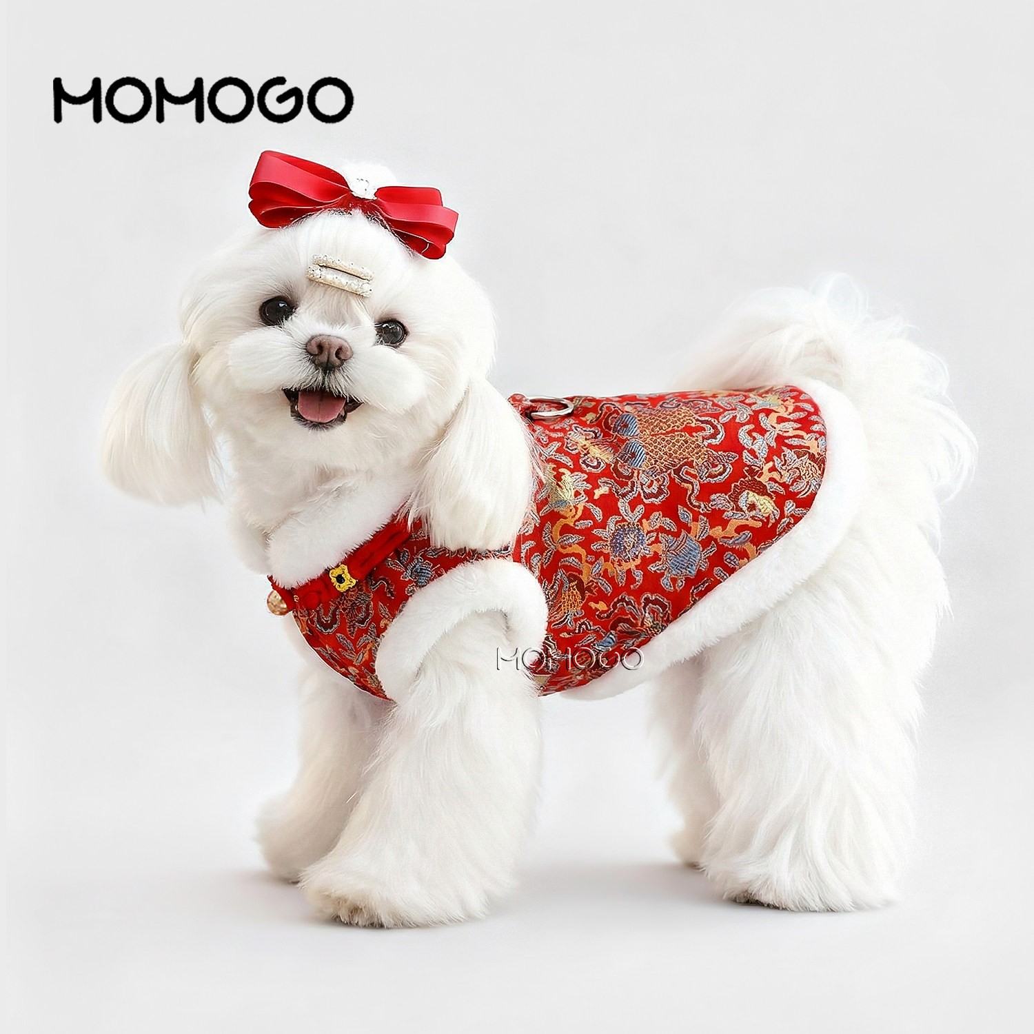 狗狗猫咪秋冬衣服唐装新年中式马甲宠物泰迪比熊博美结婚喜庆礼服