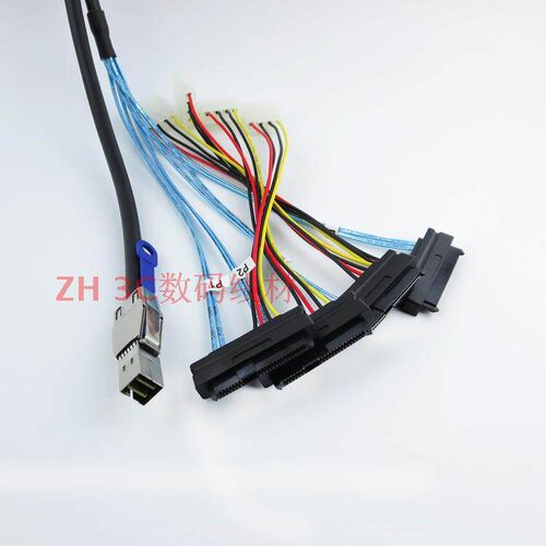 Mini sas High Density SFF8644对4SAS SFF8482外置HD SAS硬碟线