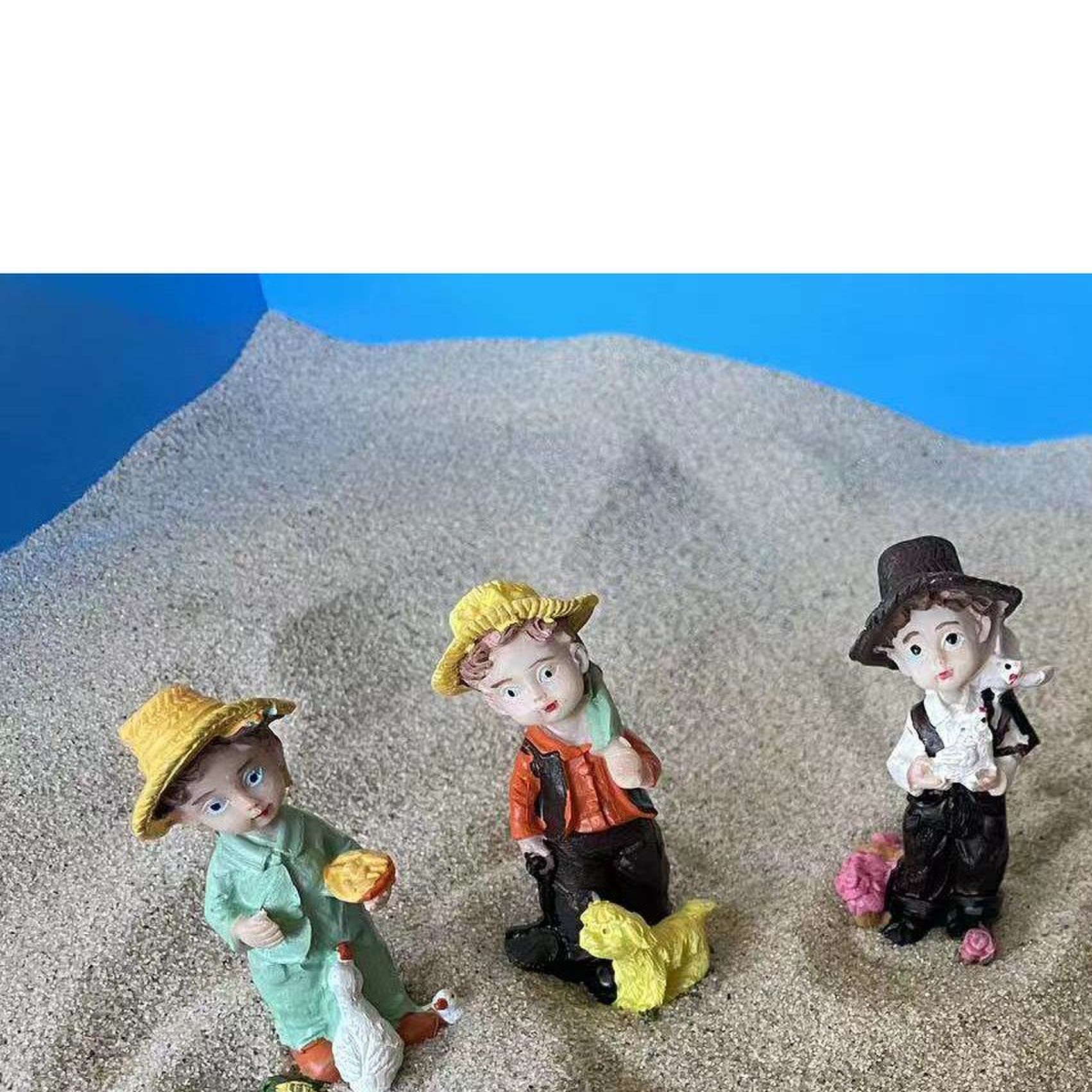 硕文心理沙盘沙具箱庭乡村礼帽小孩树脂人物
