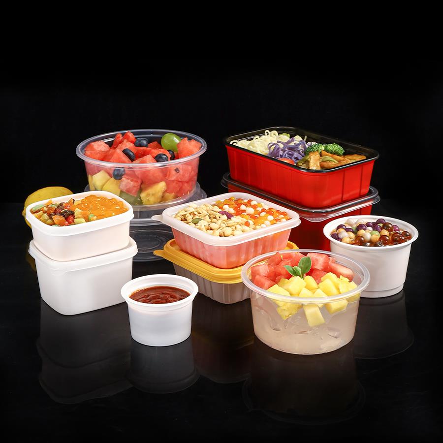 冰粉水果捞专用打包碗一次性餐盒带盖透明甜品外卖商用塑料盒包邮