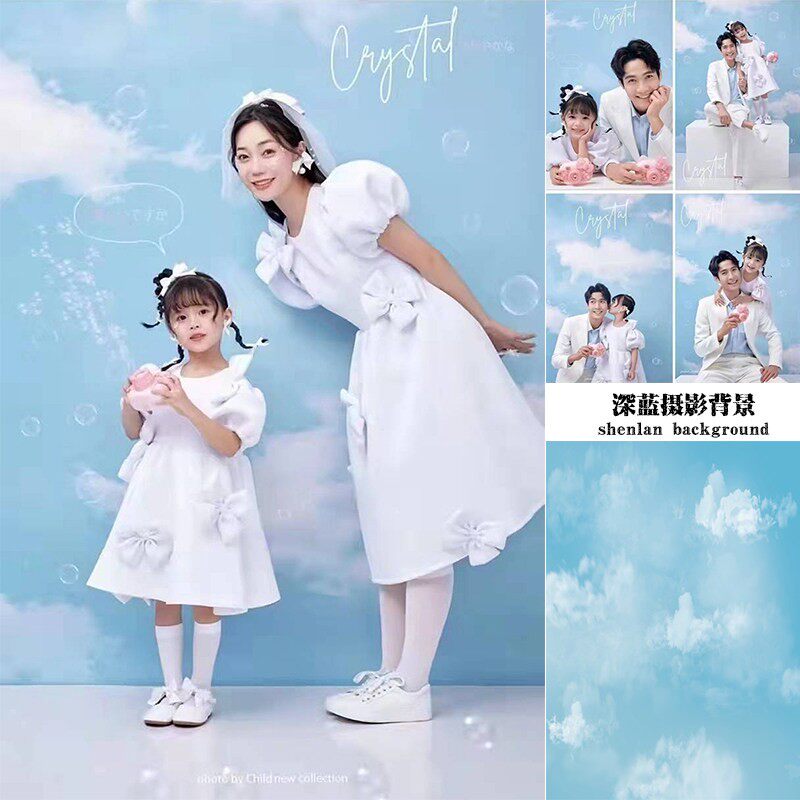 商业广告时装静物产品儿童婚纱摄影直播大海蓝天白云天空背景布