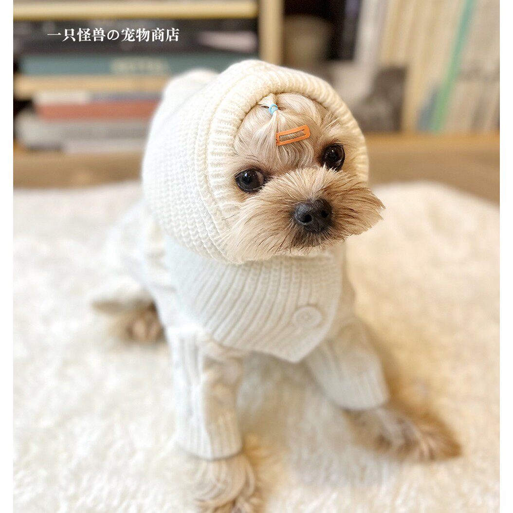 狗狗毛衣秋冬雪纳瑞约克夏马尔济斯小型犬四脚毛衣帽子保暖两件套