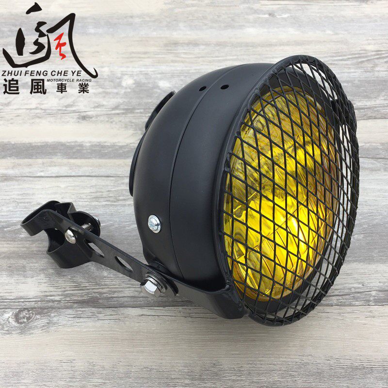 机车改装复古客厅灯 GN CG125 狒狒复古前大灯带网 复古客厅灯网