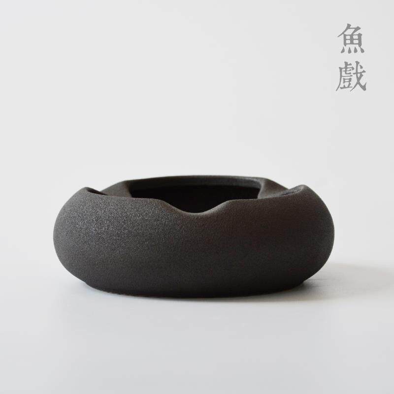 鱼戏 创意现代粗陶瓷烟灰缸办公室茶几客厅大号个性复古欧式简约