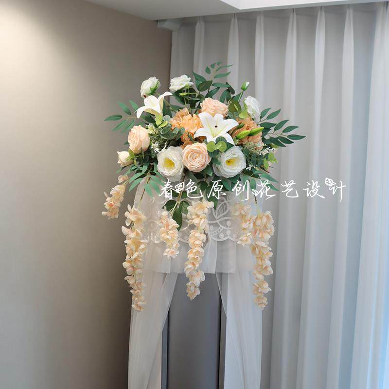 空调柜机冰箱顶上的装饰品摆件斗柜公司前台迎宾台下垂桌摆仿真花
