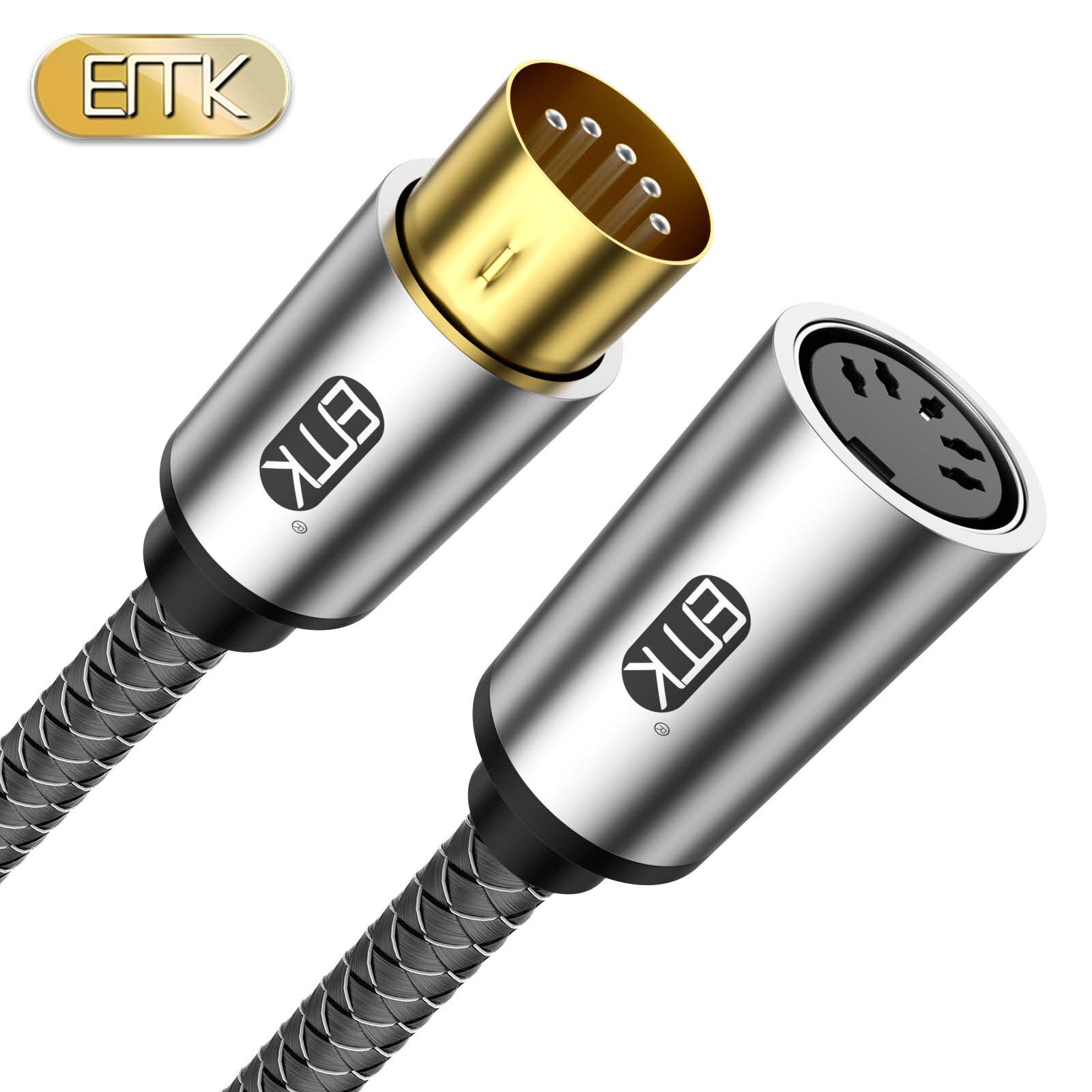 EMK 五针五芯MIDI键盘声卡钢琴线DIN5pin合成器5针公对母延长线